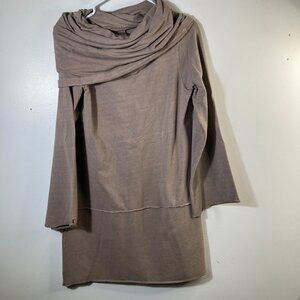 Womens Earth Creations Bamboo Funnel Shawl Neck Hoodie Tunic M Brown